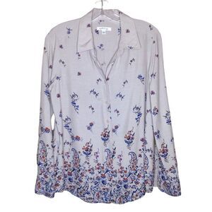 Orvis 100% Silk Floral Blouse Button-Down Small